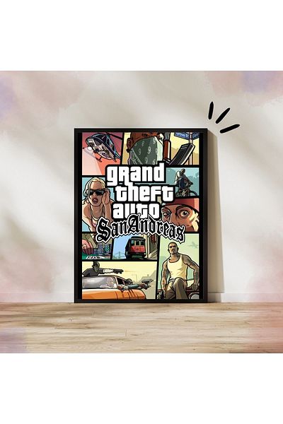 Arthopia GTA San Andreas Πίνακας υψηλής ποιότητας σχεδίου με κορνίζα αφίσας