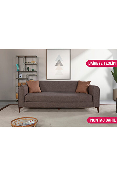 Perla Sofa FERRANTİ YATAKLI SANDIKLI ÜÇLÜ KANEPE KAHVERENGİ