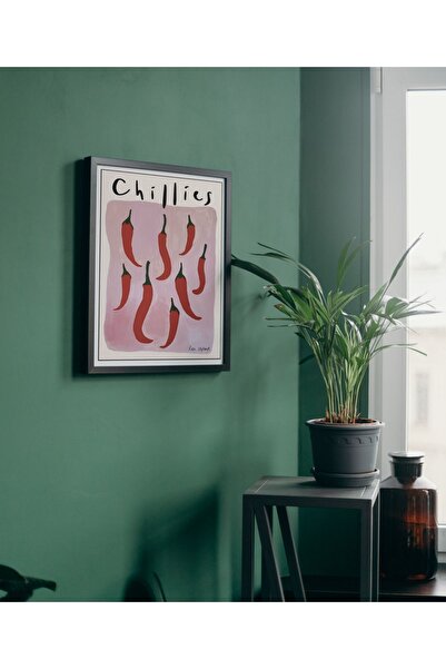 Arthopia Chillies Pepper Kırmızı Biber Pinterest Poster Çerçeveli Yüksek Kali...