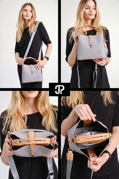 Just Polo Original Women's New Season 4 Compartment Luxury Soft Leather Lock Detailed Cross Column Strap Shoulder Bag