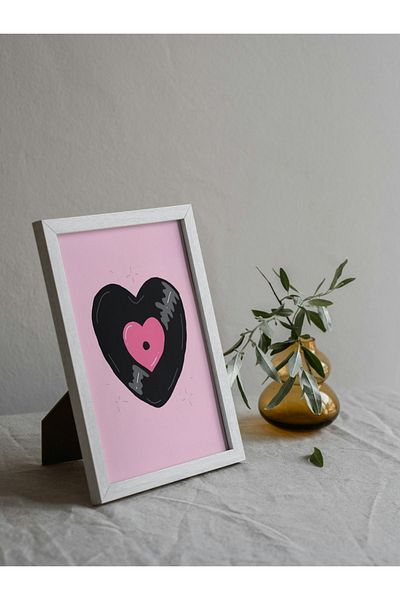 Arthopia Heart Plaque Pink Pastel Pinterest Αφίσα με κορνίζα Υψηλής ποιότητας διακοσμητικό σχέδιο ζωγραφικής