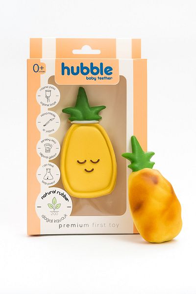 Hubble Baby Teether and Toy - Pineapple Shaped Teether (100% Natural Rubber)