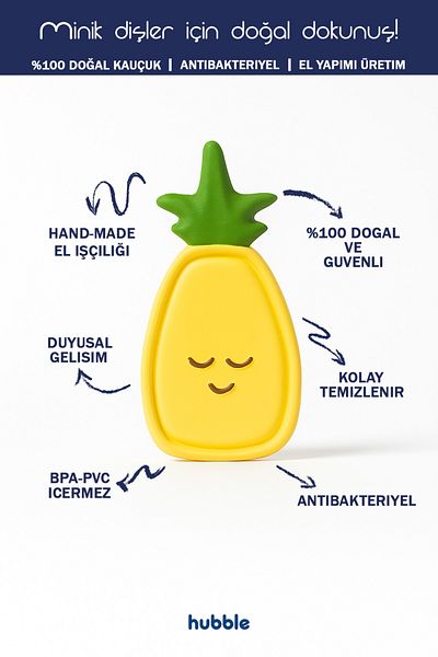 Hubble Baby Teether and Toy - Pineapple Shaped Teether (100% Natural Rubber)