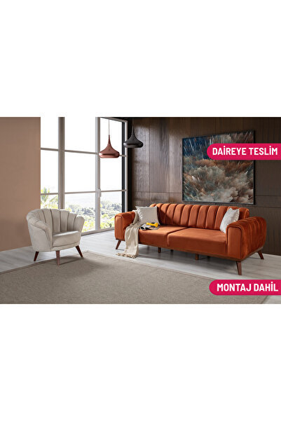 Perla Sofa Velar Yataklı Koltuk Takımı Babyface Kiremit