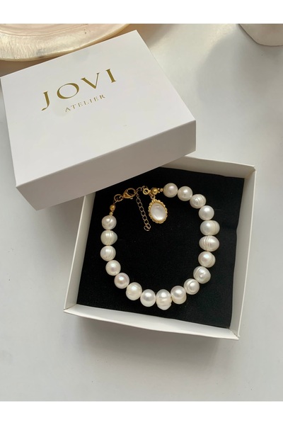 JOVİ ATELİER Sertifikalı Gerçek Doğal Beyaz Inci Kadın Kolye Çelik Klips Ve U...