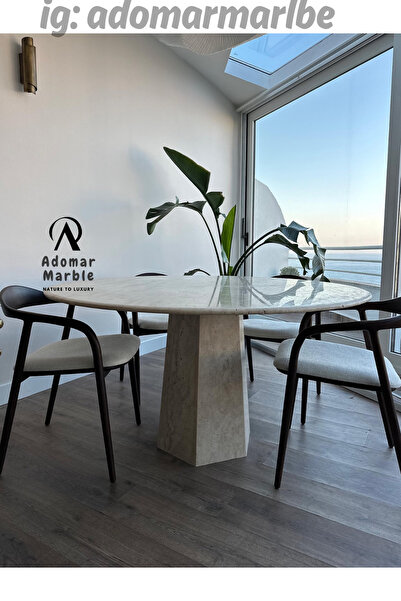 adomarmarblehandmadeandluxury Adomar Traverten Yemek Masası, Özel Ölçü, Gerçe...