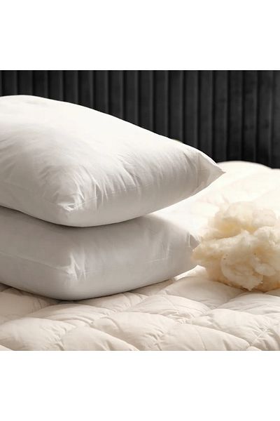 yasetex tasarım Set of 2 Lamb Wool Pillows 50X70 cm - 100% Natural Wool, 1000 Gr, Breathable, Anti-Sweat, Comfortable Sleep