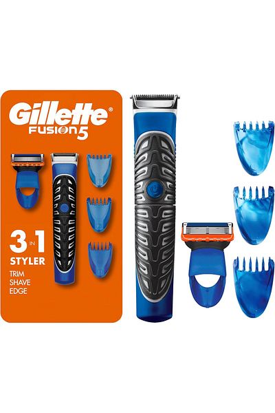 Gillette Styler, 1 Beard Trimmer for Men with 1 ProGlide Razor Blade Refill, 1 Battery, 3 Comb Attac