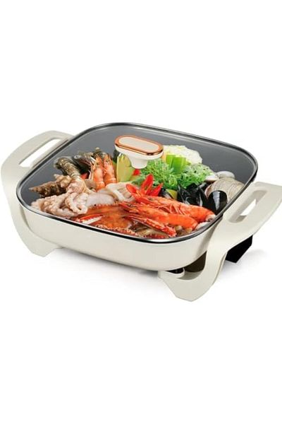 Generic Electric Frying Pan Non-Stick, Multi-Function Cooker with 500W/1000W Power, Steamer, Portable Electr