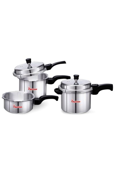 Chefline Aluminium Pressure Cooker Combo 5ltr 3ltr 2ltr Set Ind 1902910