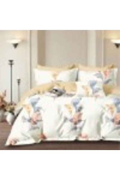 Pucioasa Lenjerie de pat 1 persoana percale crem cu flori de cala, bumbac 100%, cearceaf pilota 150x220cm