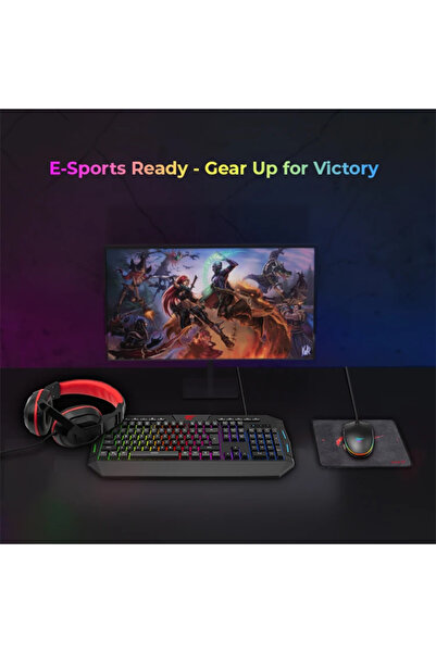 Havit 4-in-1 Gaming Combo: RGB Keyboard, Mouse, Headset with Mic, Pad – Black/Red – PC/Mac