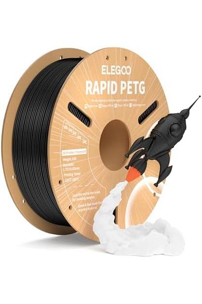 ELEGOO خيوط PETG سريعة 1.75 مم، لون أسود، وزن 1 كجم، سرعة عالية 30-600 مم/ثانية، خيوط طابعة ثلاثية الأبعاد بأبعاد A