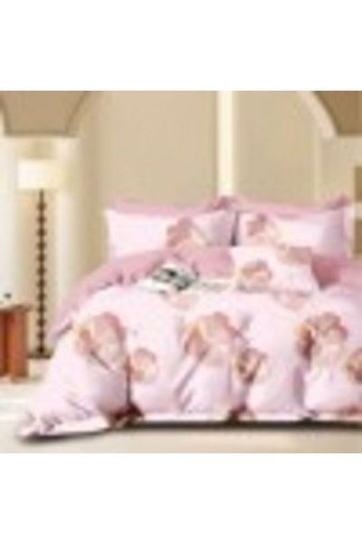 Pucioasa Lenjerie de pat 1 persoana percale floral roz, bumbac 100%, cearceaf pilota 150x220cm