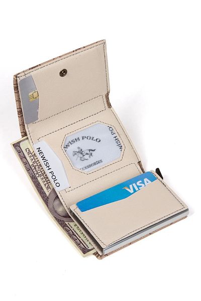 Newish Polo Women's Mechanized Card Holder and Wallet - Beige