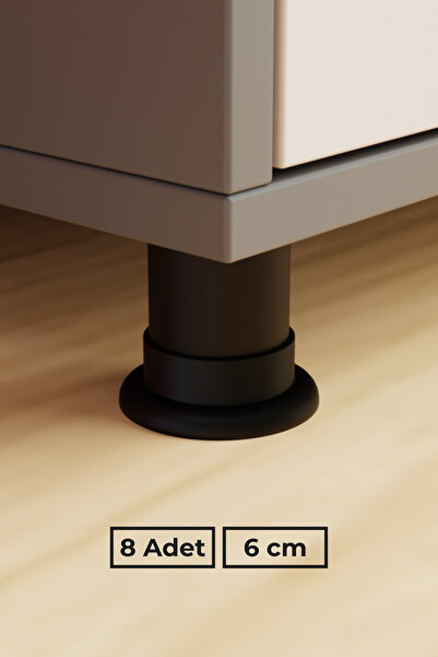 wooden lane studio Siyah 6 cm 8’li Mobilya Koltuk Baza Masa Ofis Dolap Ayağı ...