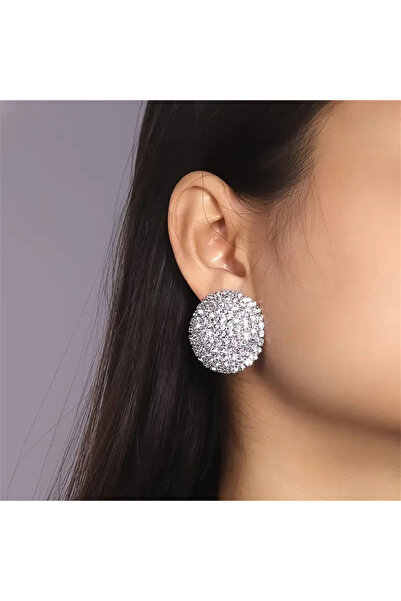 byozanyılmaz Complete Stone Processed Design Oval Earrings
