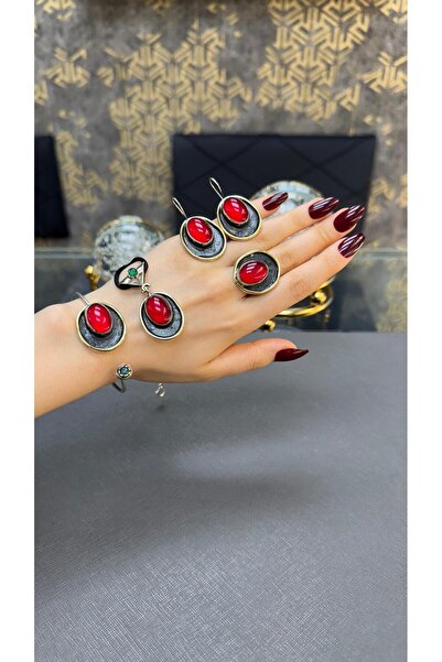 Gümüşhanesi Lal taşlı otantik gümüş setimiz.