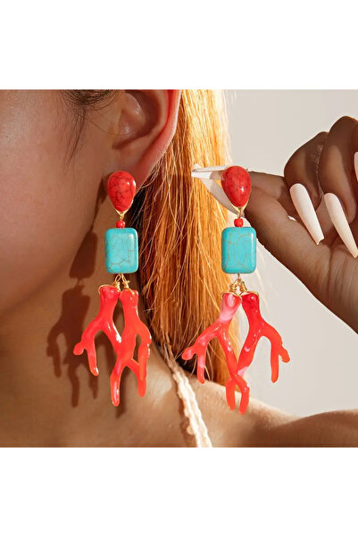 byozanyılmaz Turquoise Stone Hanging Design Earrings