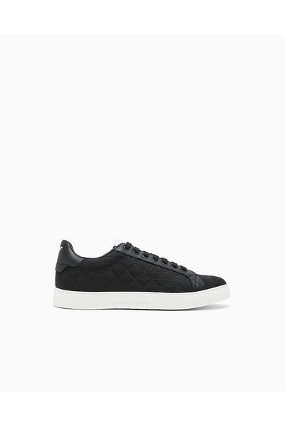 Emporio Armani Men's Laced Medium Thick Sole Leather Black Sneaker Em003843 Af20003-Mc012