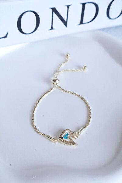 DEMOKAN Kadın Bileklik 14k Mineli Balık Asansörlü Bileklik