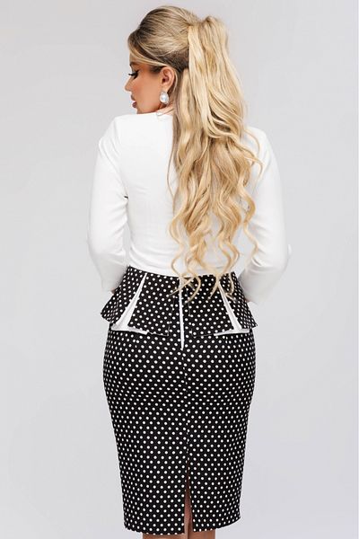 Atmosphere Fashion White three-quarter dress with polka dots