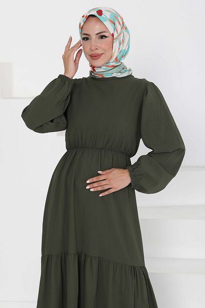 TOFİSA Lace-Up Dress Khaki - 27303