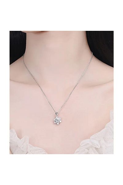 OEM Colier floare din argint cu diamant moissanit 1 Karat