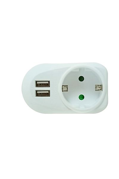 OEM Schuko socket adapter with 2xUSB, 21906, 5V 3.4A, 3680W, 250V 16A, white