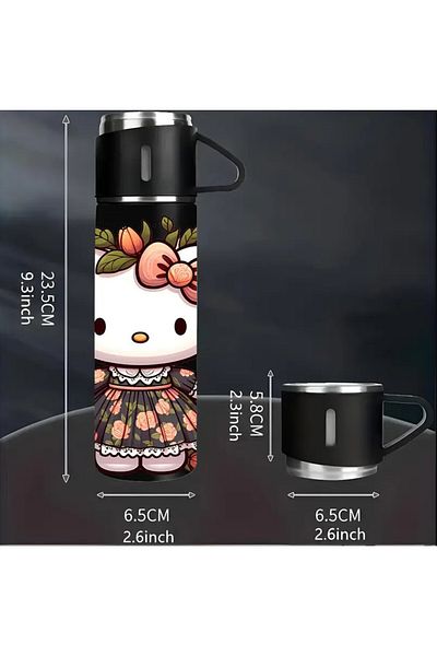 SANRIO اللون: أسود / السعة: ترمس فراغي من الفولاذ المقاوم للصدأ سعة 16.9 أونصة