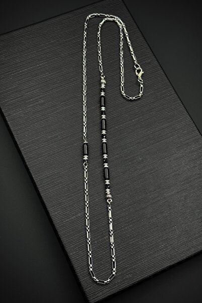 FRNCH 316L Çelik ve Onyx Doğal Taşlı Siyah Renk Erkek Kolye FRJ30868-968-B2