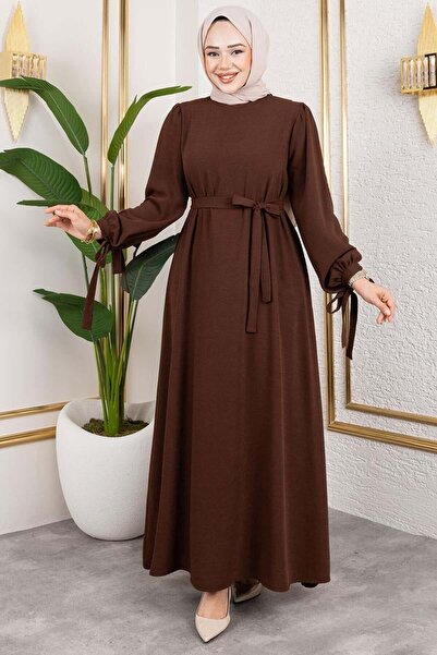 SGS Cuff Lace Hijab Dress Brown
