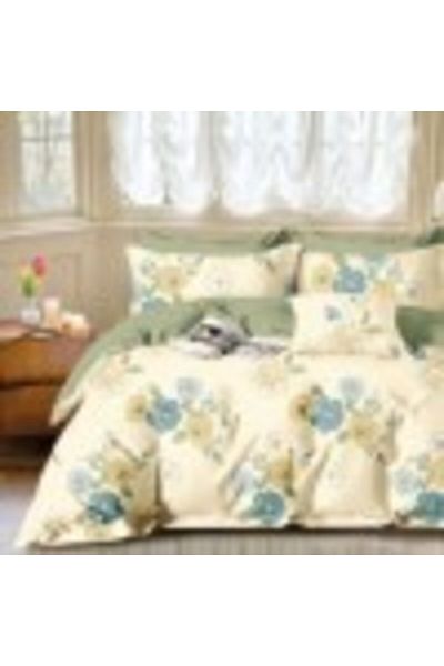Pucioasa Bed linen for 1 person percale with yellow-blue flowers, 100% cotton, duvet cover 150x220cm