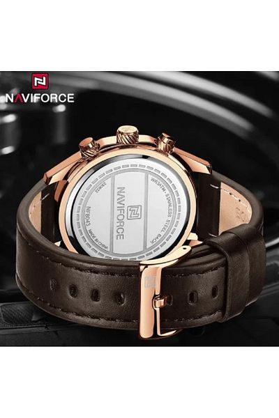 Naviforce Men's Luxury Quartz Watch – Leather Strap, Date Display, Luminous Hands, Business & Casual Style