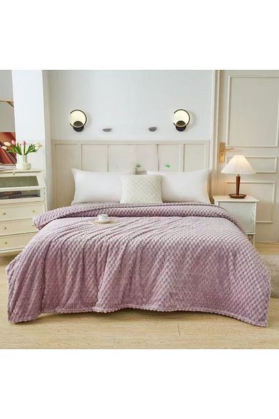 FIONNA.RO Medium Thickness Embossed Squares Blanket - Lilac