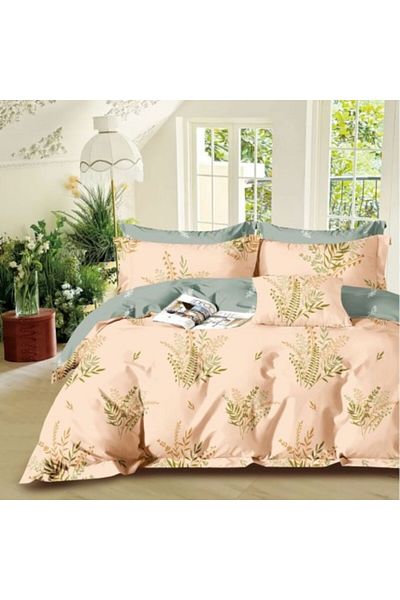 Pucioasa Lenjerie de pat 1 persoana percale cu plante decorative, bumbac 100%, cearceaf pilota 150 x 220 cm