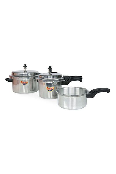 Chefline Aluminium Pressure Cooker Combo 5ltr 3ltr 2ltr Set Ind 1902910