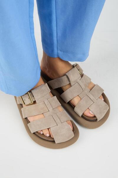 Manijero Brancato női valódi bőr csatos pántos Sabo Mink papucs