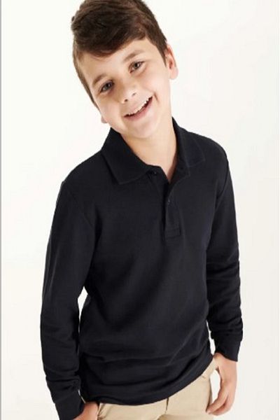 chulfa Long Sleeve School Uniform Sweet T-Shirt 2 Buttons Unisex