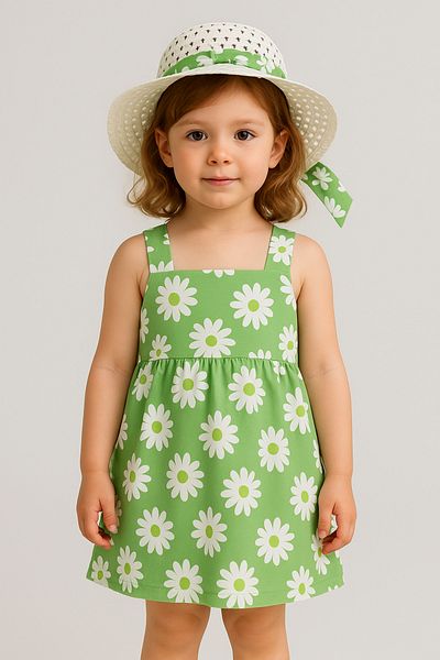 Soft kids Rochie de vară cu fundă imprimată inimă pentru fete