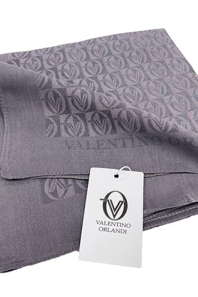 Valentino Orlandi Alia, eșarfă din lyocell jacquard - model de șah - 08 - antracit