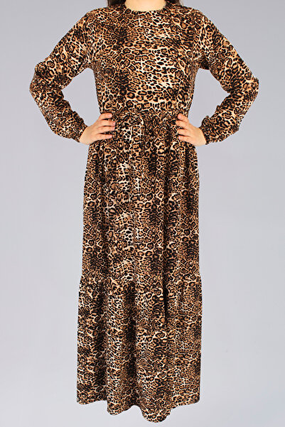 MAKSEN TEKSTİL ΦΟΡΕΜΑ ΜΑΚΡΥ ΦΟΡΕΜΑ ΑΠΟ ΥΦΑΣΜΑ ΒΙΣΚΟΝΤΙΝΟΥ ΜΕ ΣΧΕΔΙΟ ΛΕΟΠΑΡ