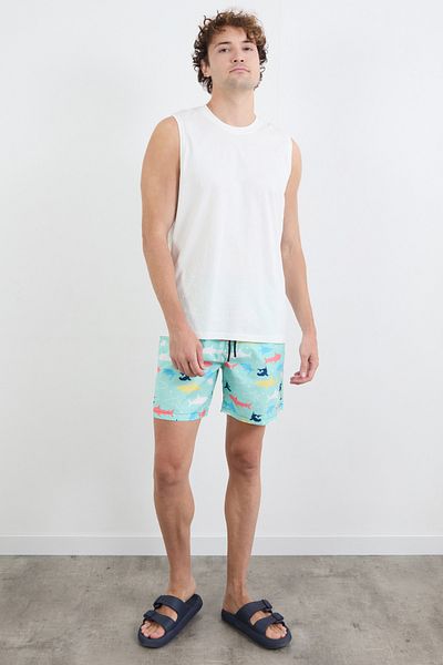 Fulla Moda Σορτς κολύμβησης με στάμπα Shark με τσέπες