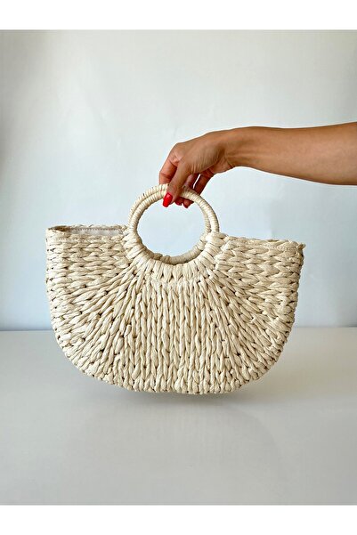 yako Geantă de mână Leno cu căptușeală interioară din paie