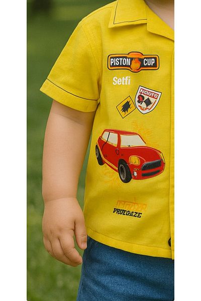 MİNYON BABY Boys' Shirt and Denim Shorts Bottom-Top Printed Set