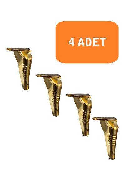 HOMDEP Sofa Armchair Tv Unit Console Upgrade Striped Model Plastic Leg 19 cm Gold Color 4 Pieces