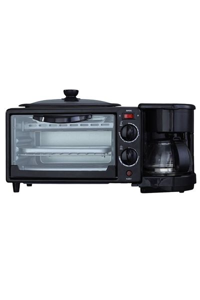 SOKANY Aparat de mic dejun 3 în 1 Sokany cu aparat de cafea, cuptor electric și tigaie antiaderentă, 1250 W, compact, negru