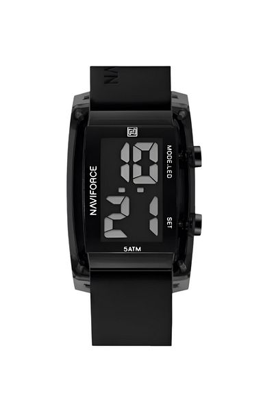 Naviforce Digital Sports Watch – 26mm LCD Display, Silicone Strap, 5ATM Waterproof, Date & Time Display