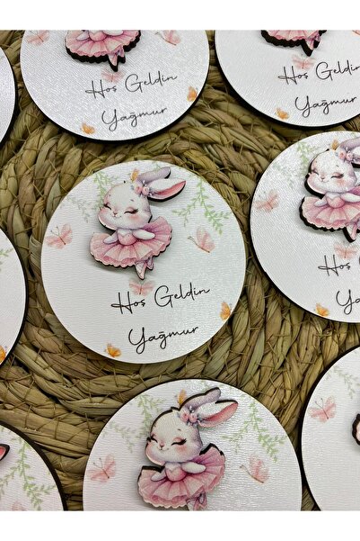 FORONEUS Balerin Tavşan Figürlü Ahşap Bebek Magnet 10 Adet