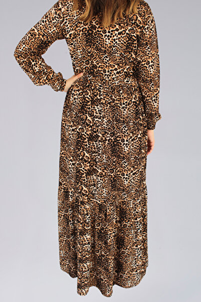 MAKSEN TEKSTİL ΦΟΡΕΜΑ ΜΑΚΡΥ ΦΟΡΕΜΑ ΑΠΟ ΥΦΑΣΜΑ ΒΙΣΚΟΝΤΙΝΟΥ ΜΕ ΣΧΕΔΙΟ ΛΕΟΠΑΡ